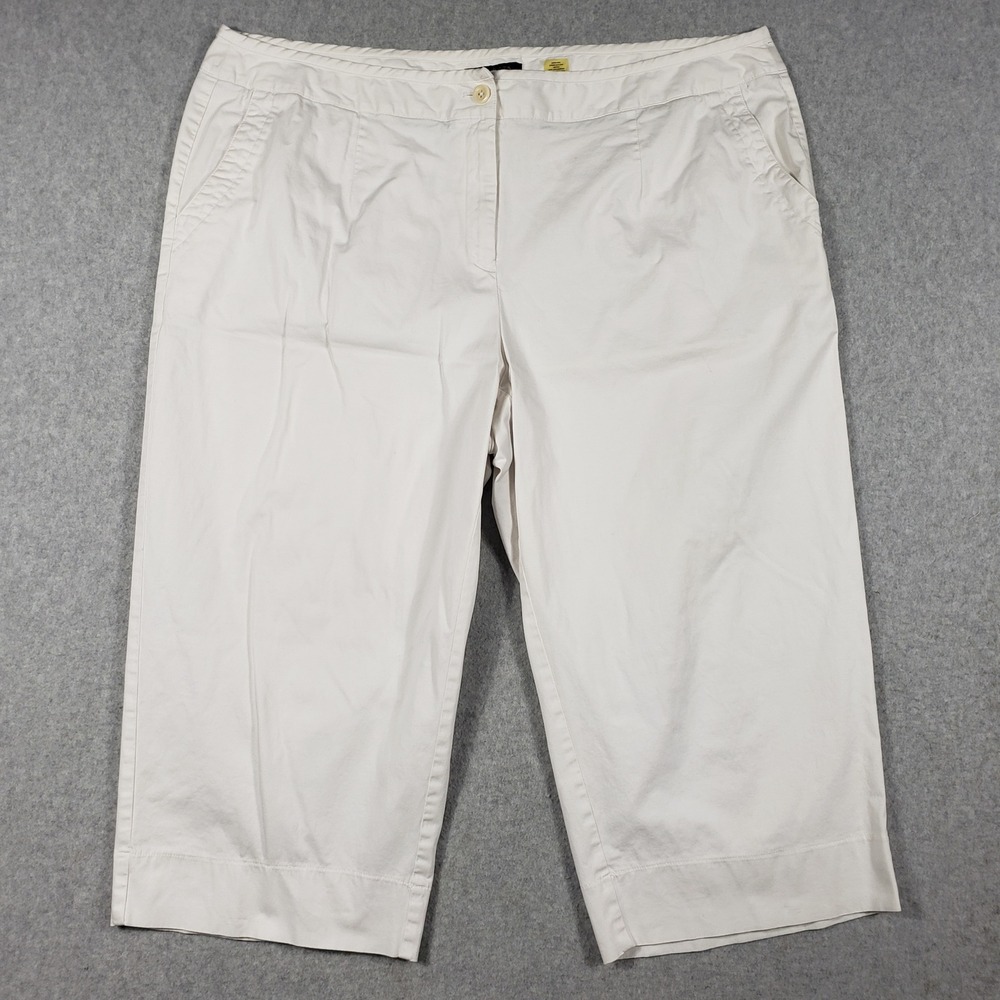 Talbots Woman Pants 22W White Classic Stretch Crop Capris Plus Sz Summer Casual